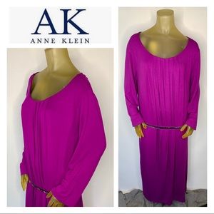 AK ANNE KLEIN Purple Long Dress Beaded Belt 3X